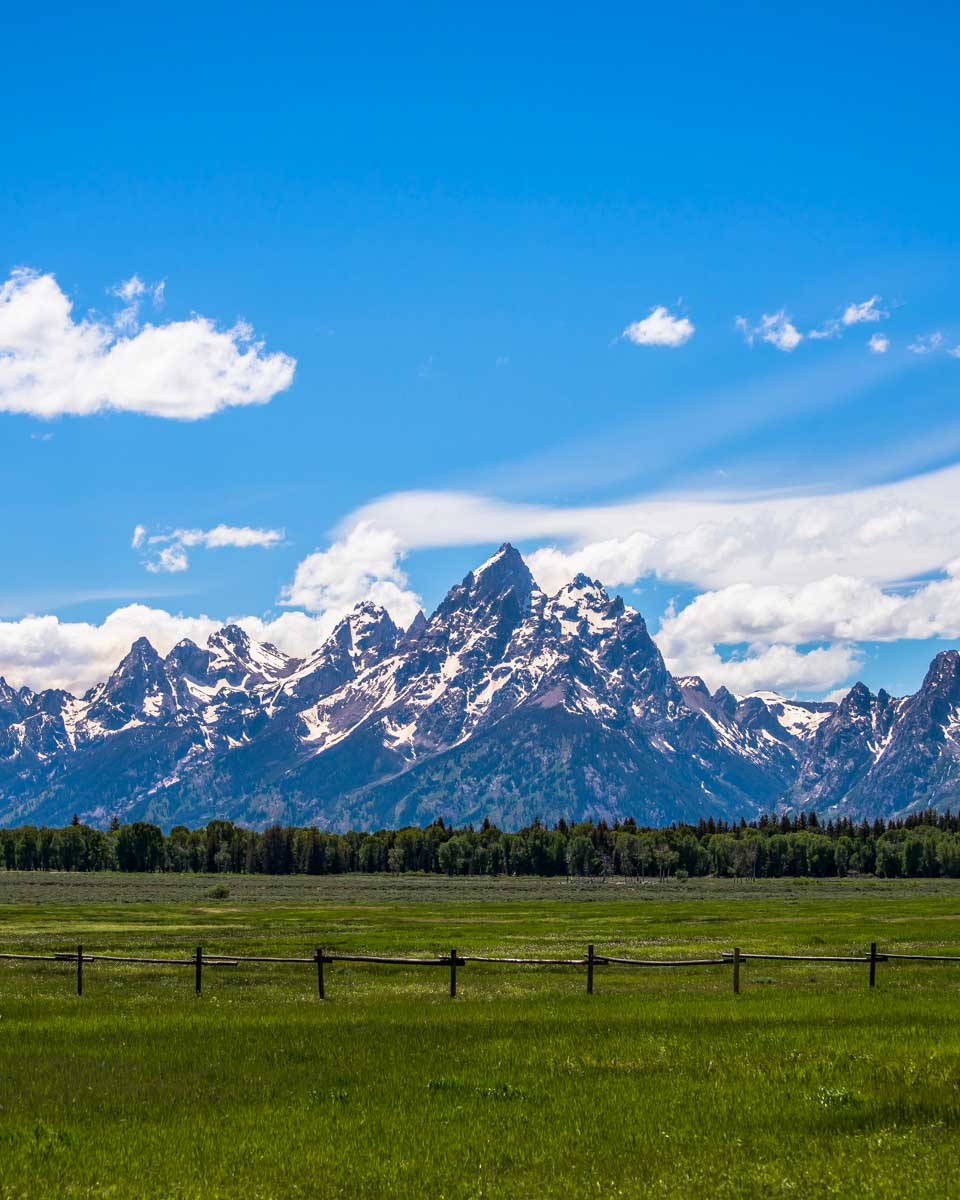 The Grand Tetons seen on a horseback riding tour from Jackson Hole Wyoming