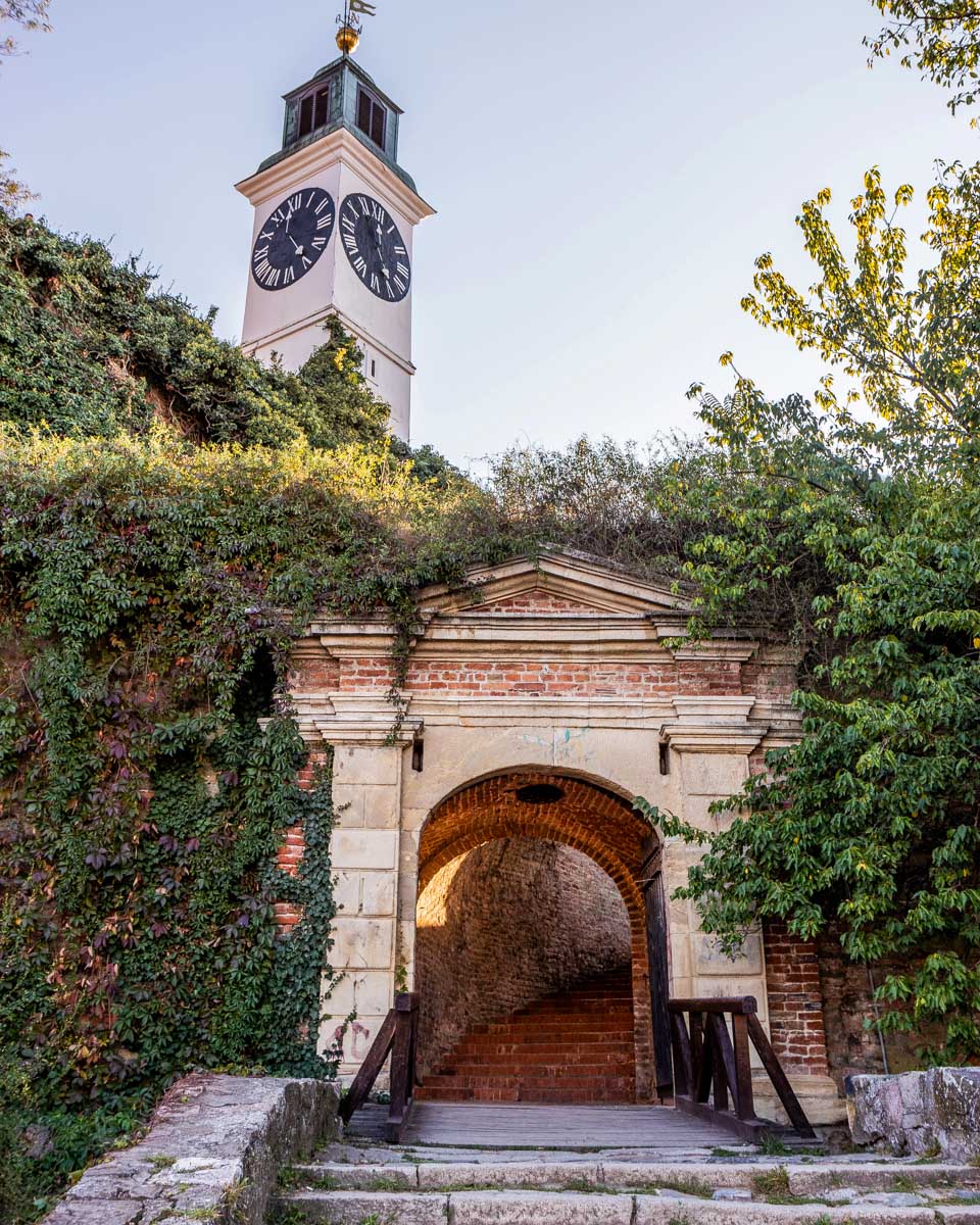 The Petrovaradin Fortress Clock seen on a tour from Belgrade Serbia