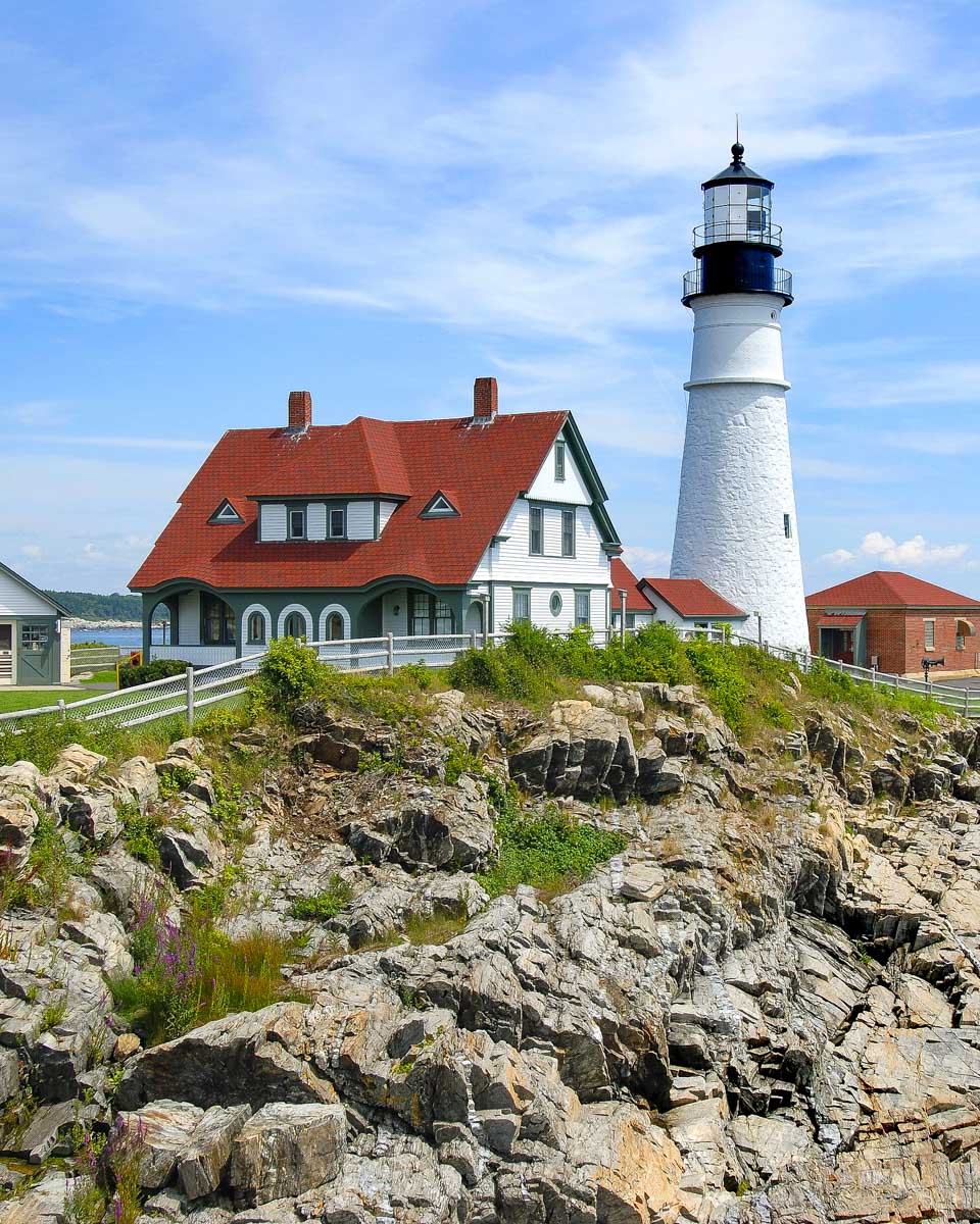 The Portland Head Lighthouse seen on a lighthouse tour from Portland Maine USA