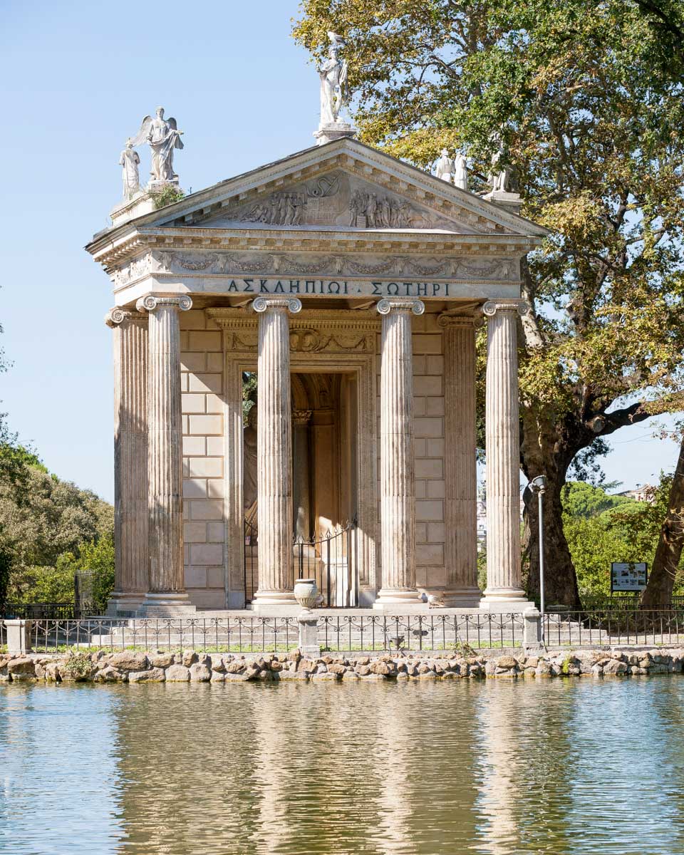 The Temple of Aesculapios at Villa Borghese Rome Italy near Piazza di Spagna