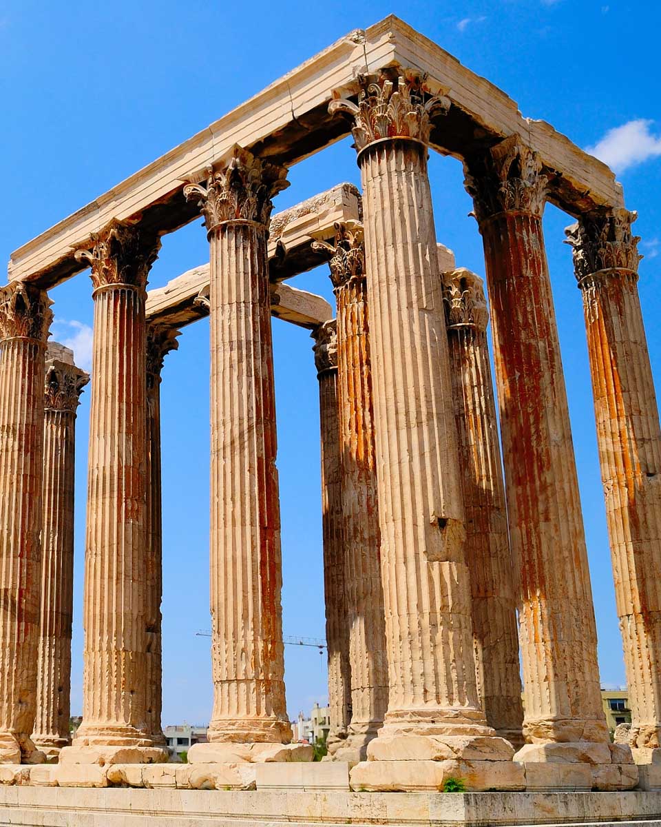 The Temple of Olympian Zeus seen in Athens Greece