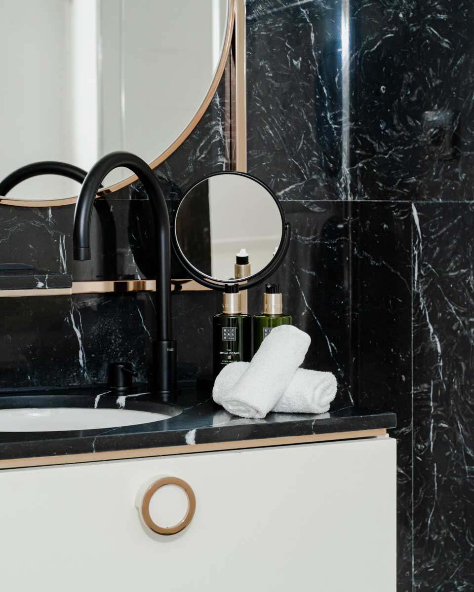 The bathroom at the hotel maison colbert in paris france