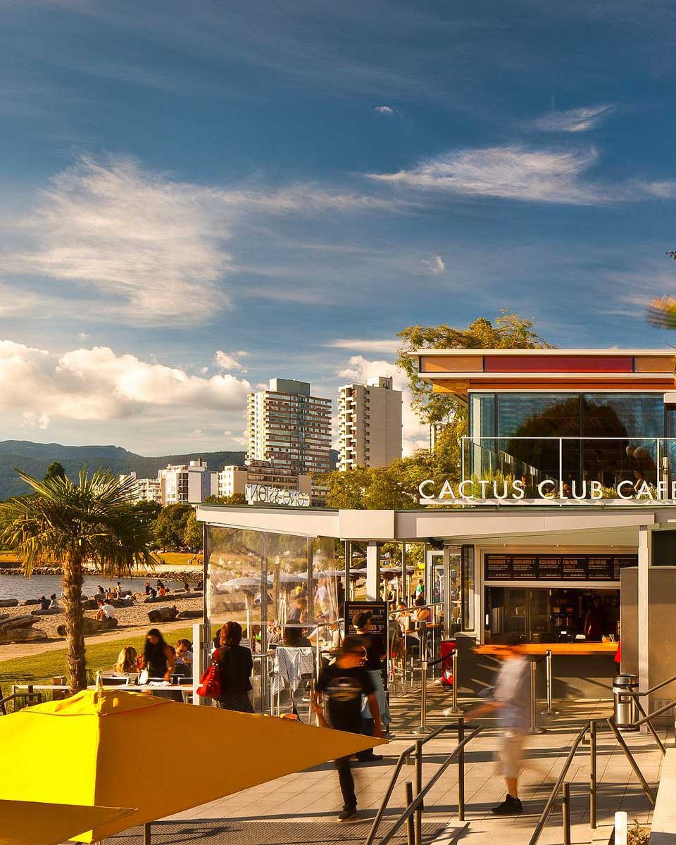 The outside of Cactus Club English Bay in Vancouver