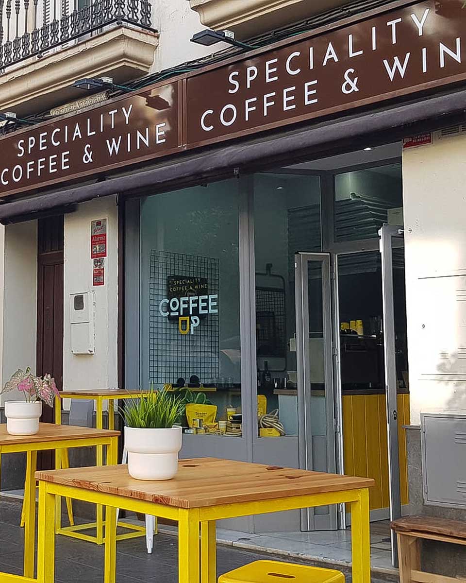 The outside of Coffee Up in Seville Spain
