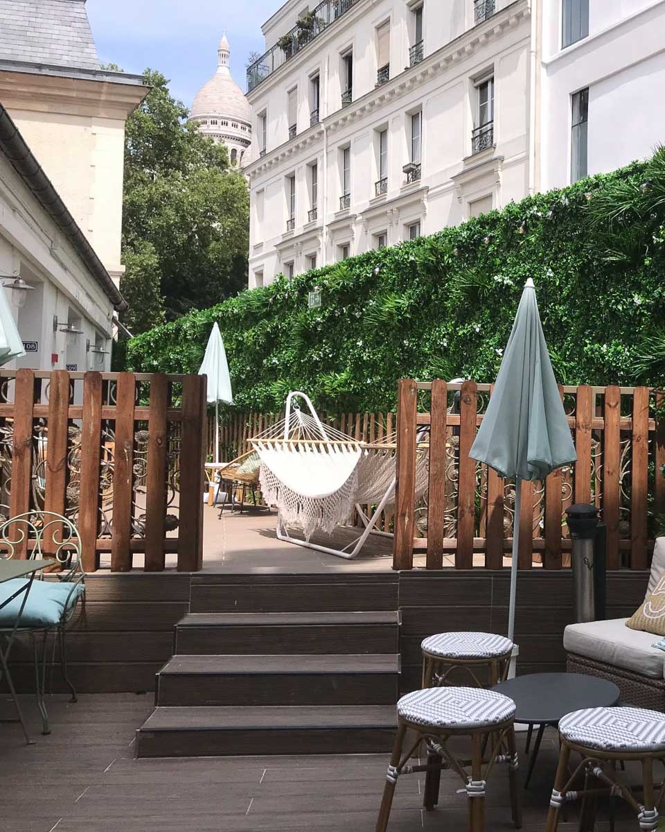 The terrace at Le Village Montmartre Paris