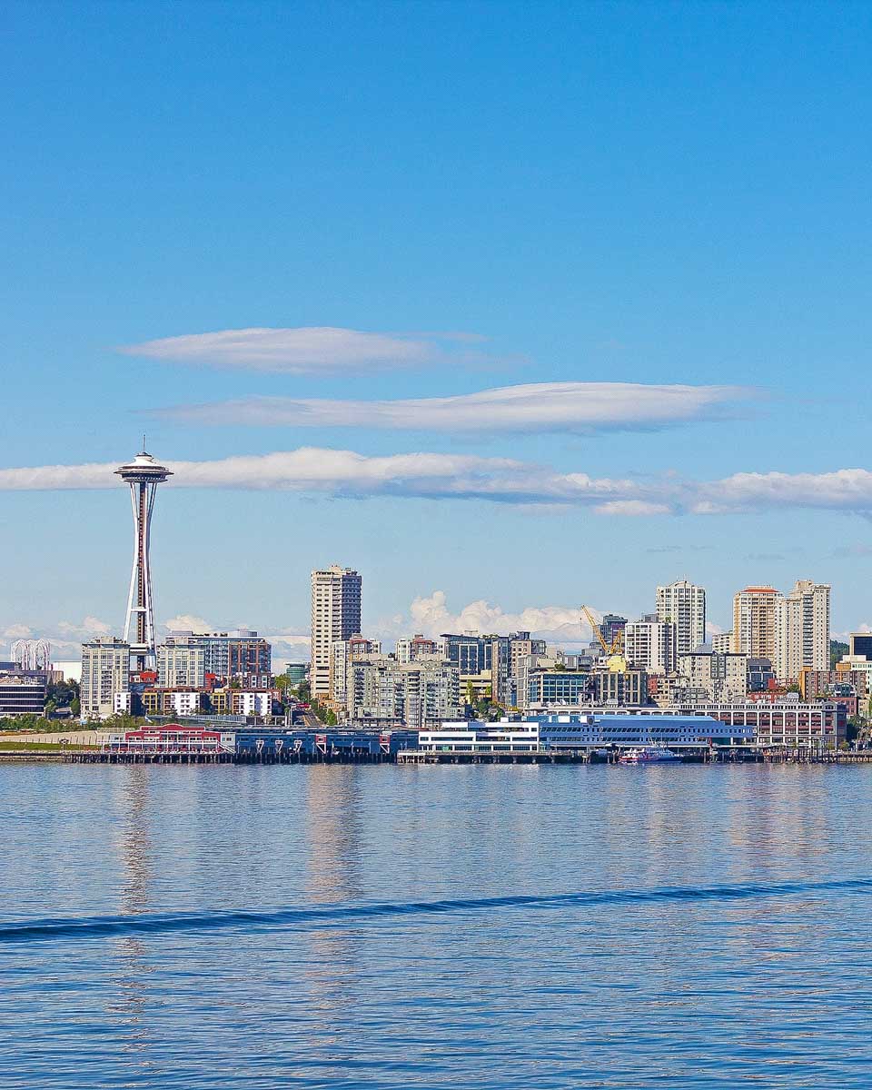 Views of Seattle seen from the harbor on a cruise in Seattle Washington