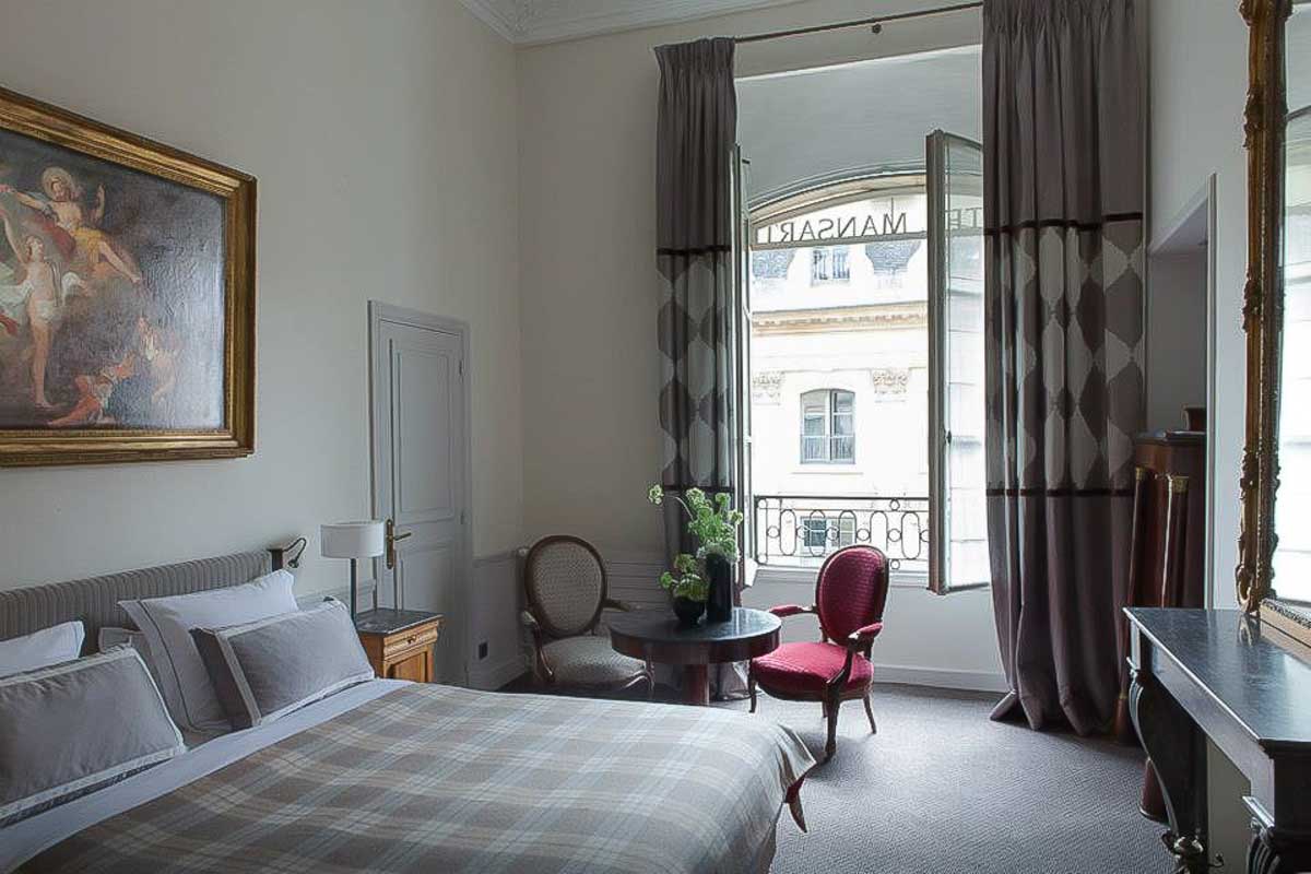 hotel room at the Hotel Mansart in Paris
