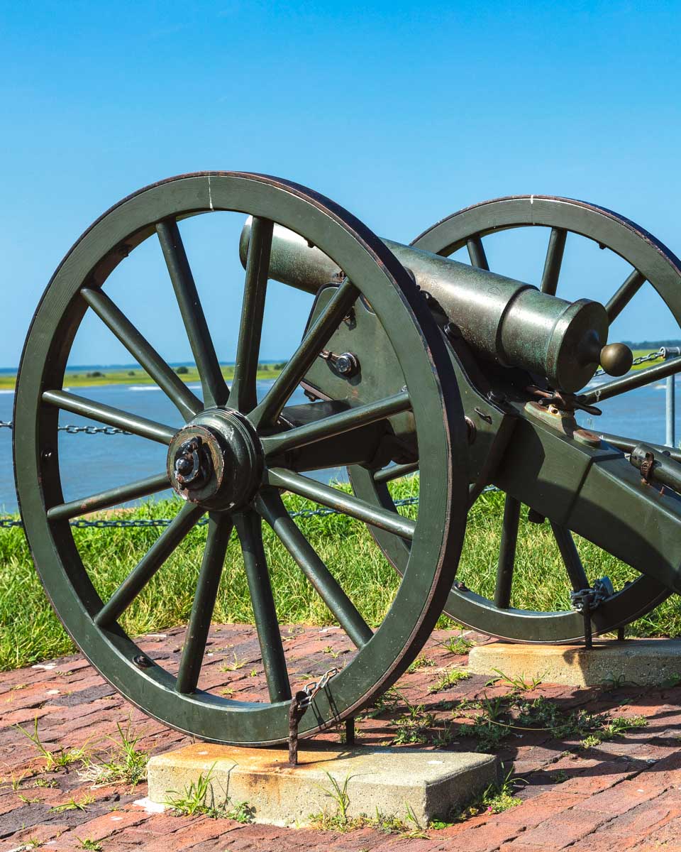 A-cannon-at-Fort-Sumter-seen-on-a-tour-of Charleston from Myrtle Beach South Carolina