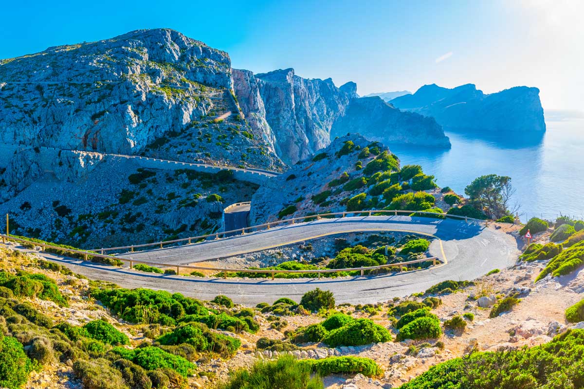 A coastal road winding through Mallorca, Spain