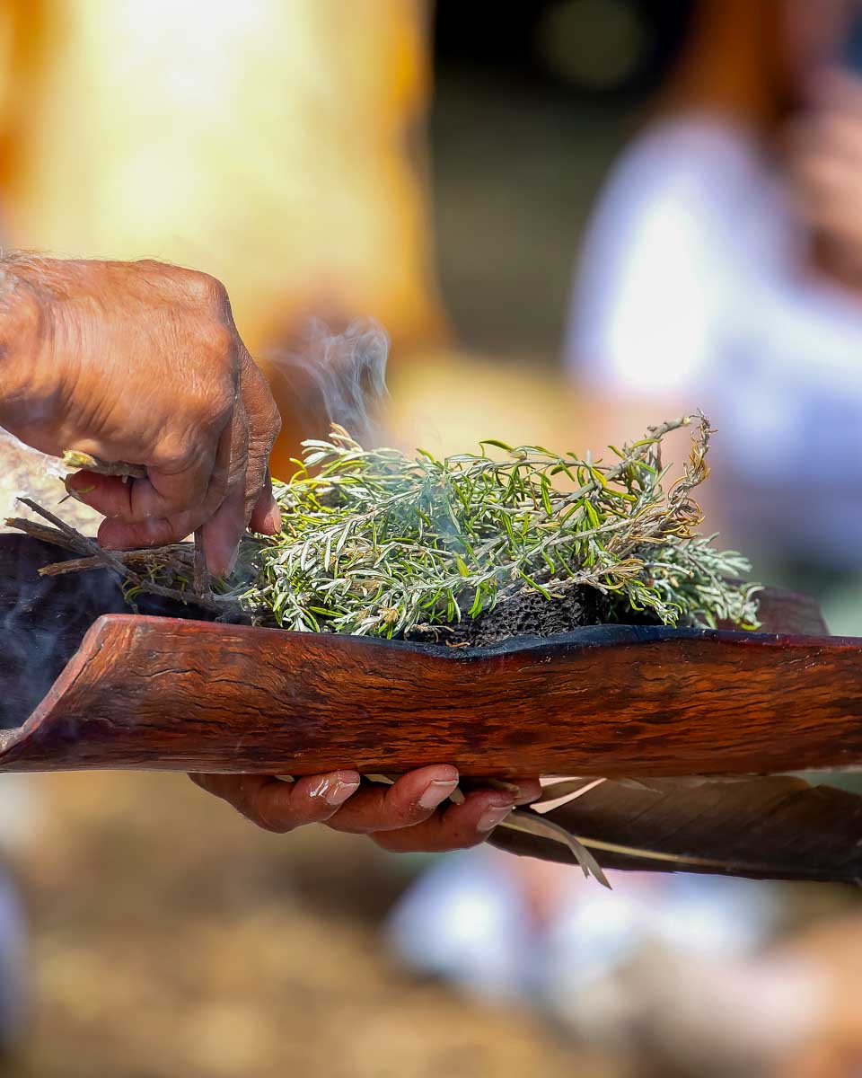 A smoking ceremony on the Tiwi Islands on a tour from Darwin Australia