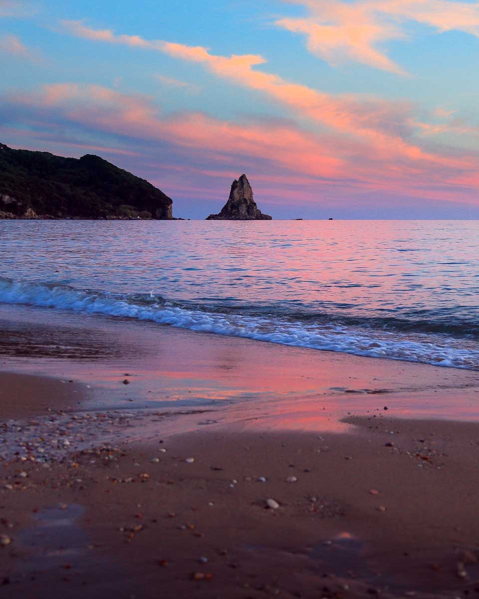 A sunset on Agios Gordios beach Corfu Island Greece