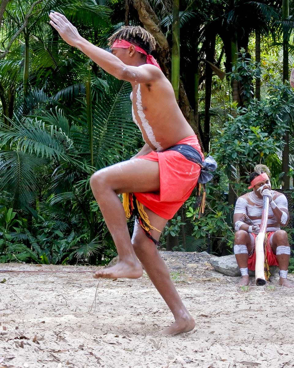 Aboriginal man dancing on a tour to the Tiwi Islands from Darwin Australia