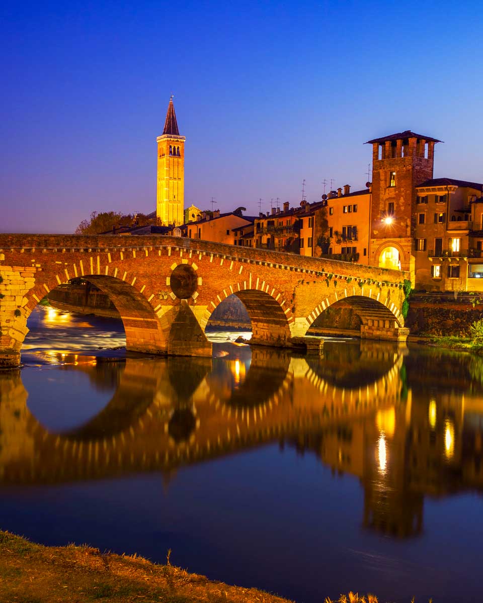 Adige River Verona Italy night