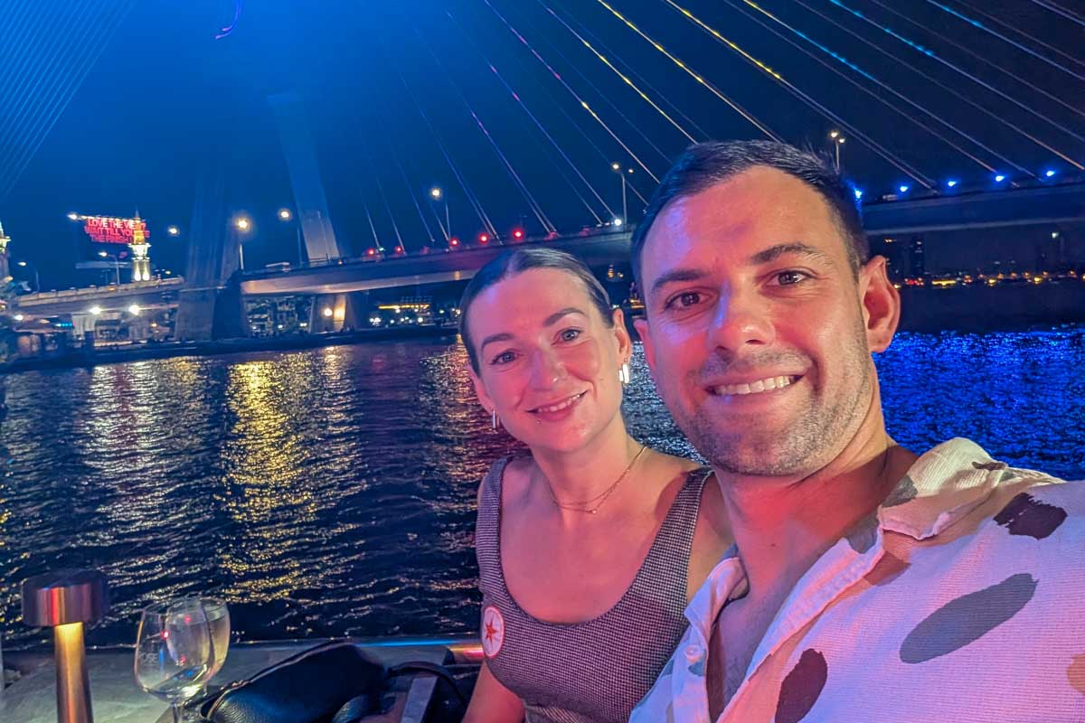 Bailey and Daniel take a selfie on a cruise in-Bangkok-Thailand-44