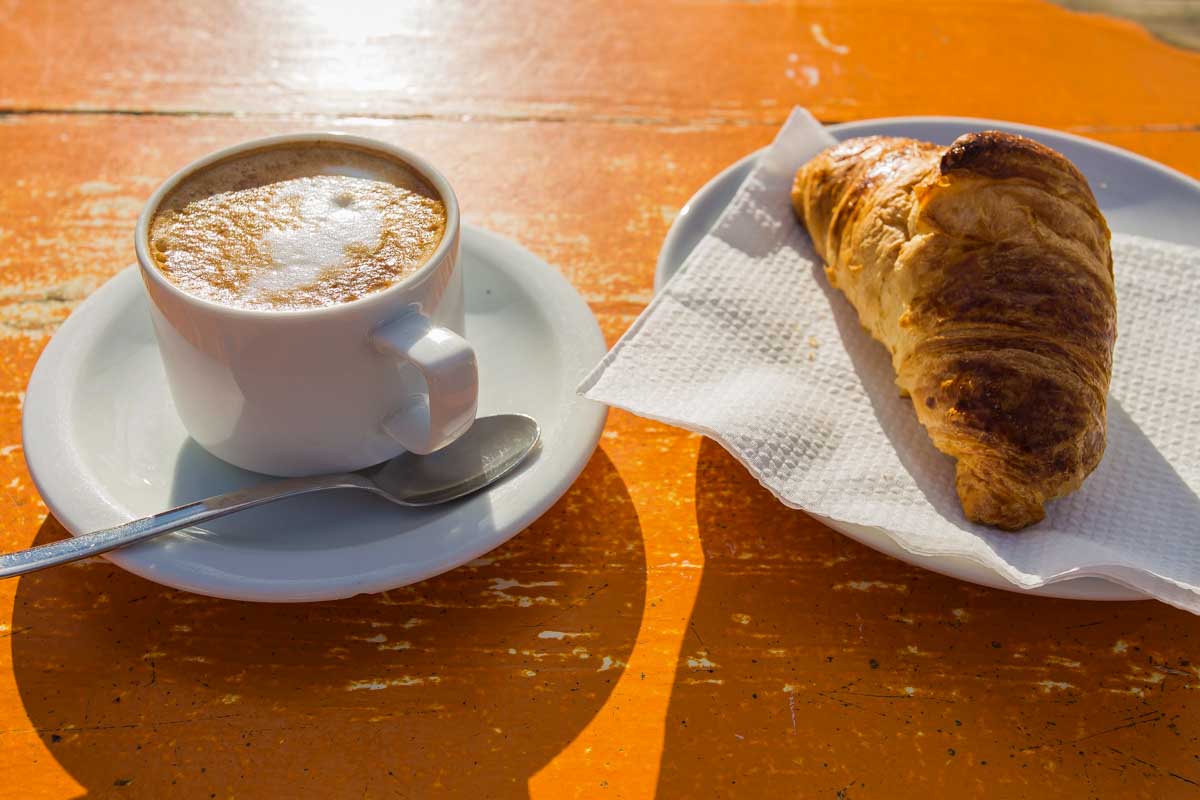 Cappuccino-with-croissant-for-breakfast at Culto Restaurant in Dubrovnik Croatia