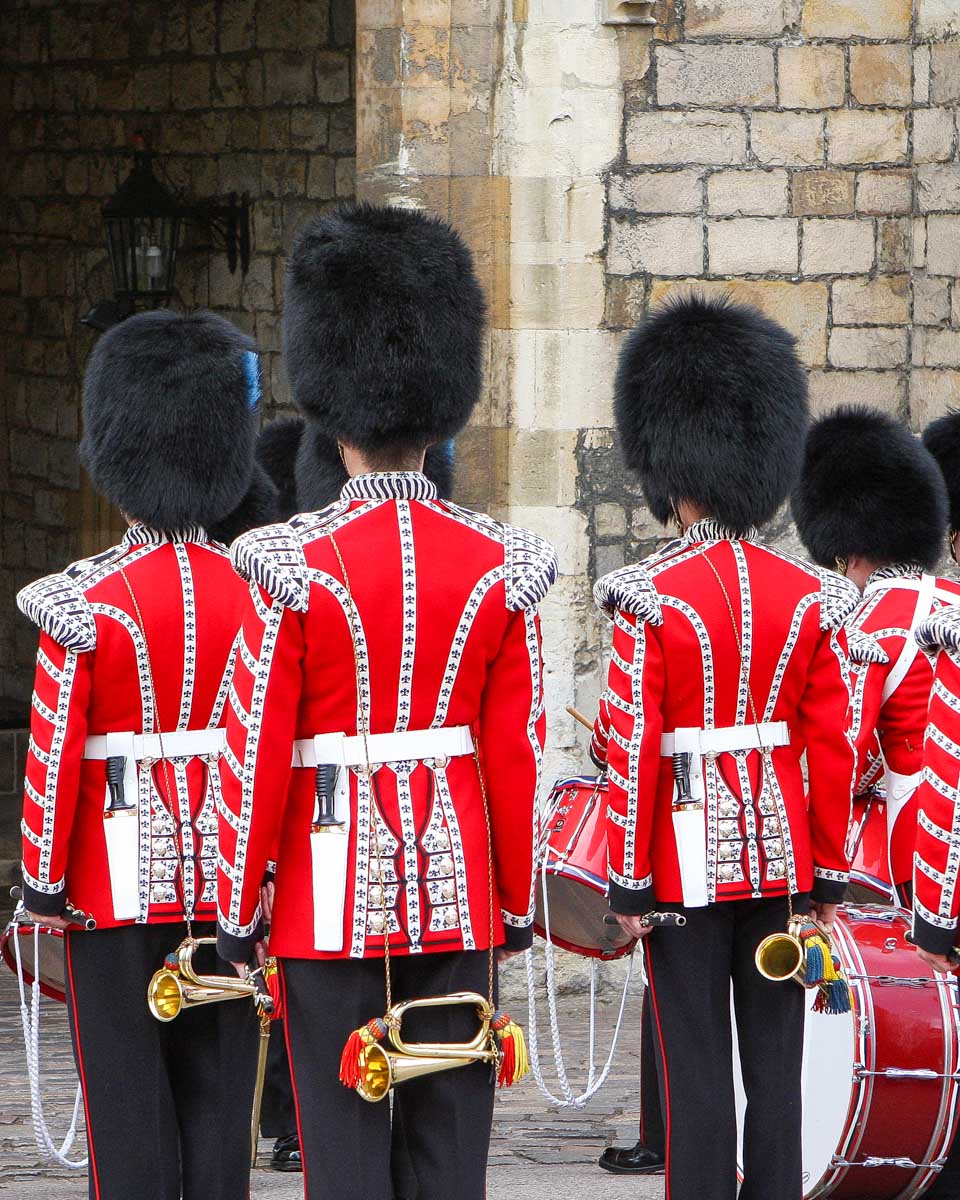 Changing of the guards at Windsor Castle on a tour from London England