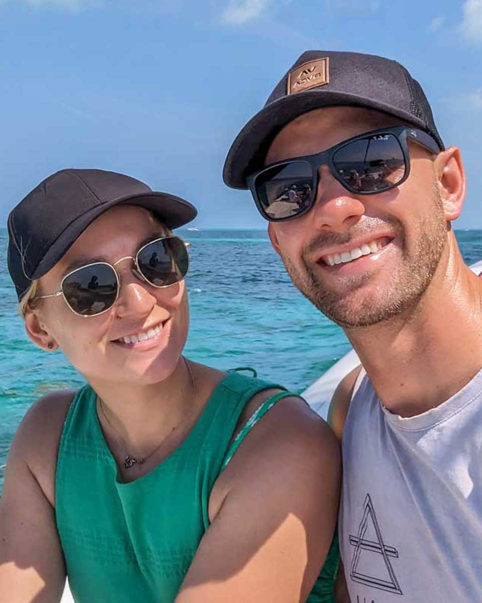 Daniel-and-Bailey-take-a-selfie-on-a-boat-cruise-on the Amalfi Coast Italy