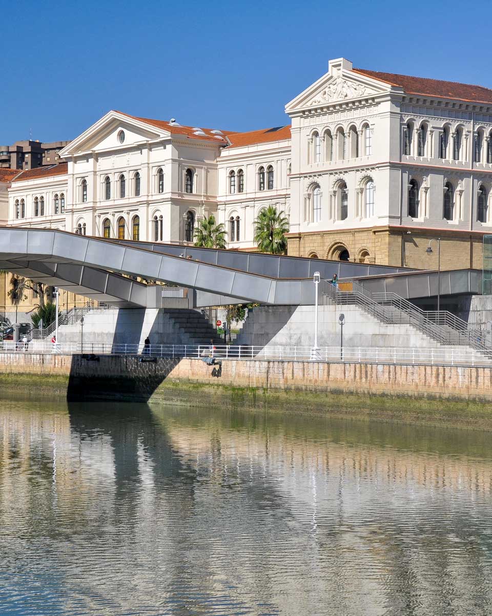 Deusto University and foot bridge in Deusto Bilbao Spain