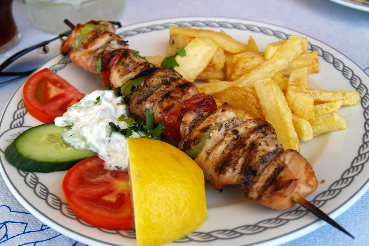 Greek food eaten in Milos Greece