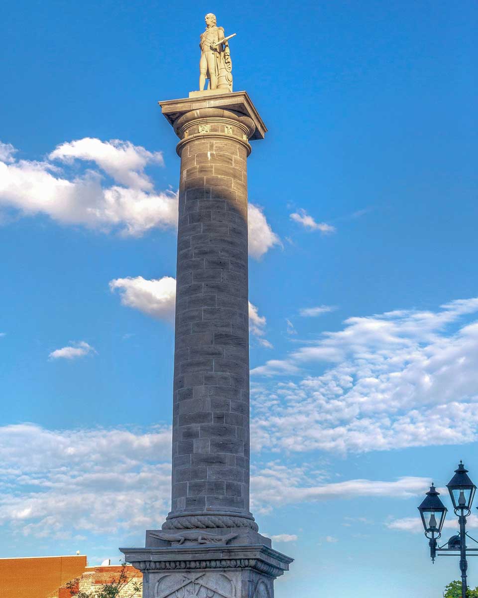 Nelson's Column in Place Jacques-Cartier seen on a walking tour of Montreal Quebec