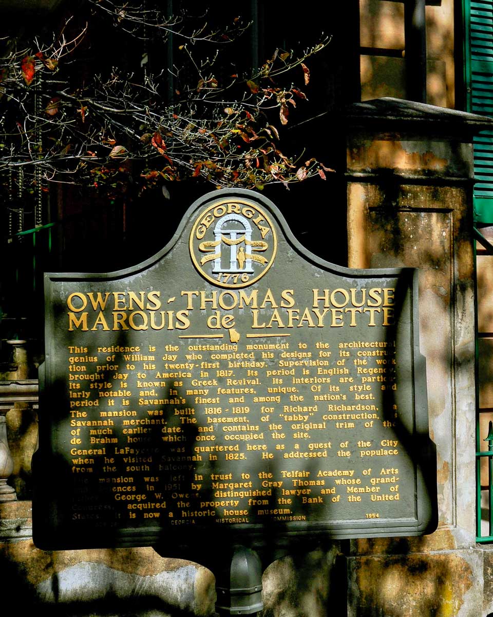 Owens-Thomas House & Slave Quarters in Savannah Georgia