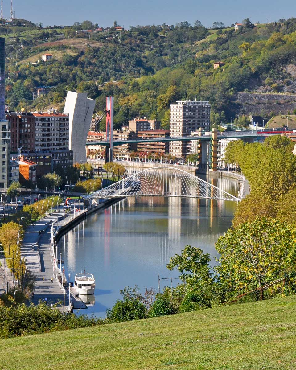 Parque Etxebarria and view of Bilbao Spain in Santutxu