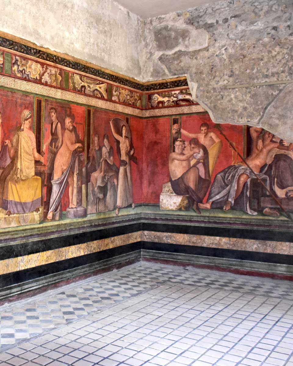 Part of the ruins of Pompeii seen on a tour from Rome Italy