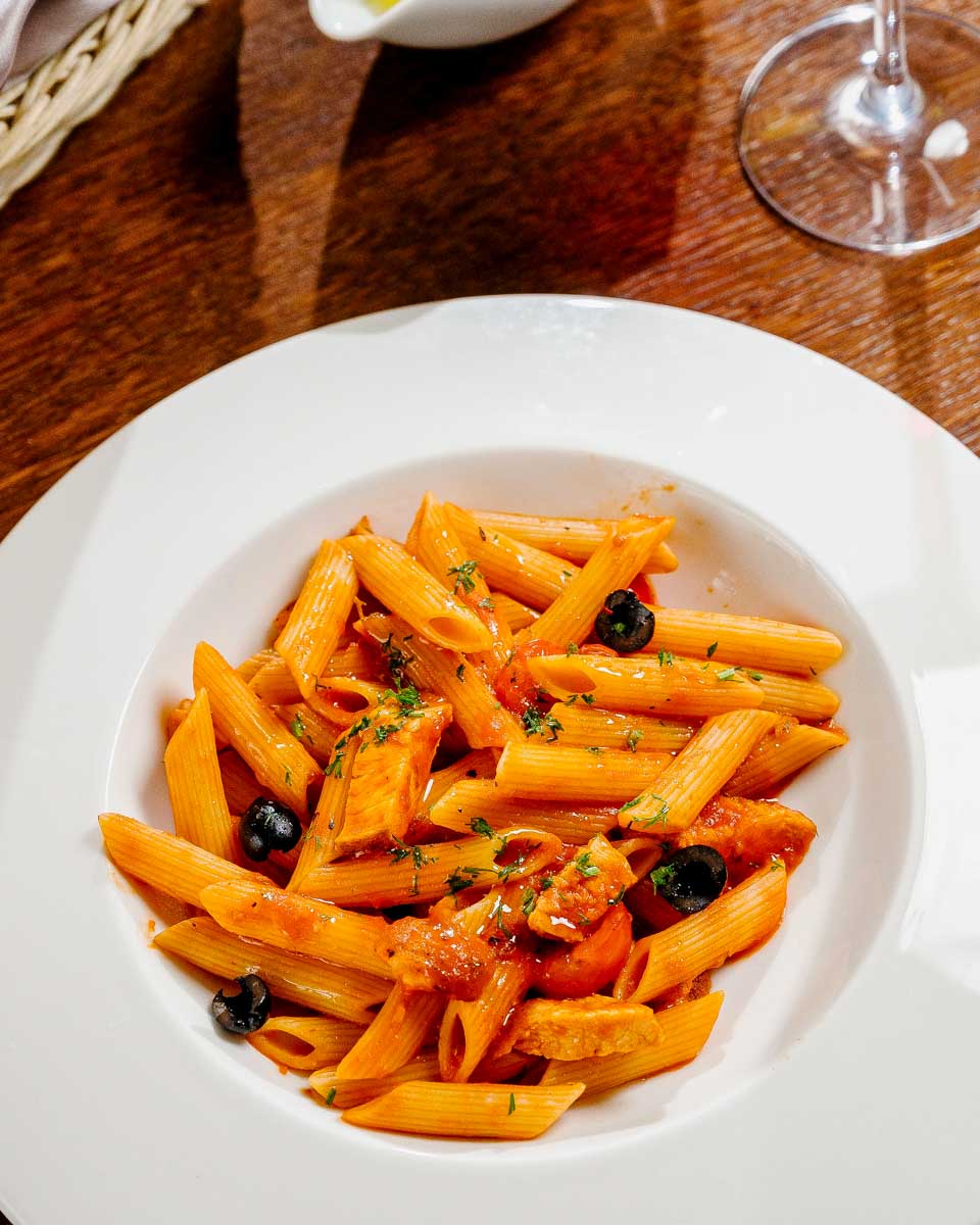 Pasta eaten at Fattoria Poggio Alloro on a tour of Tuscany from Florence Italy