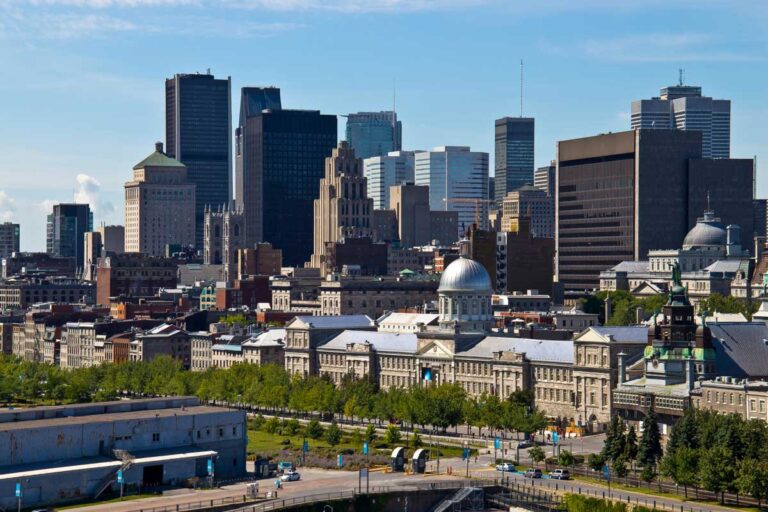 Skyline view of the city of Montreal in Quebec, Canada