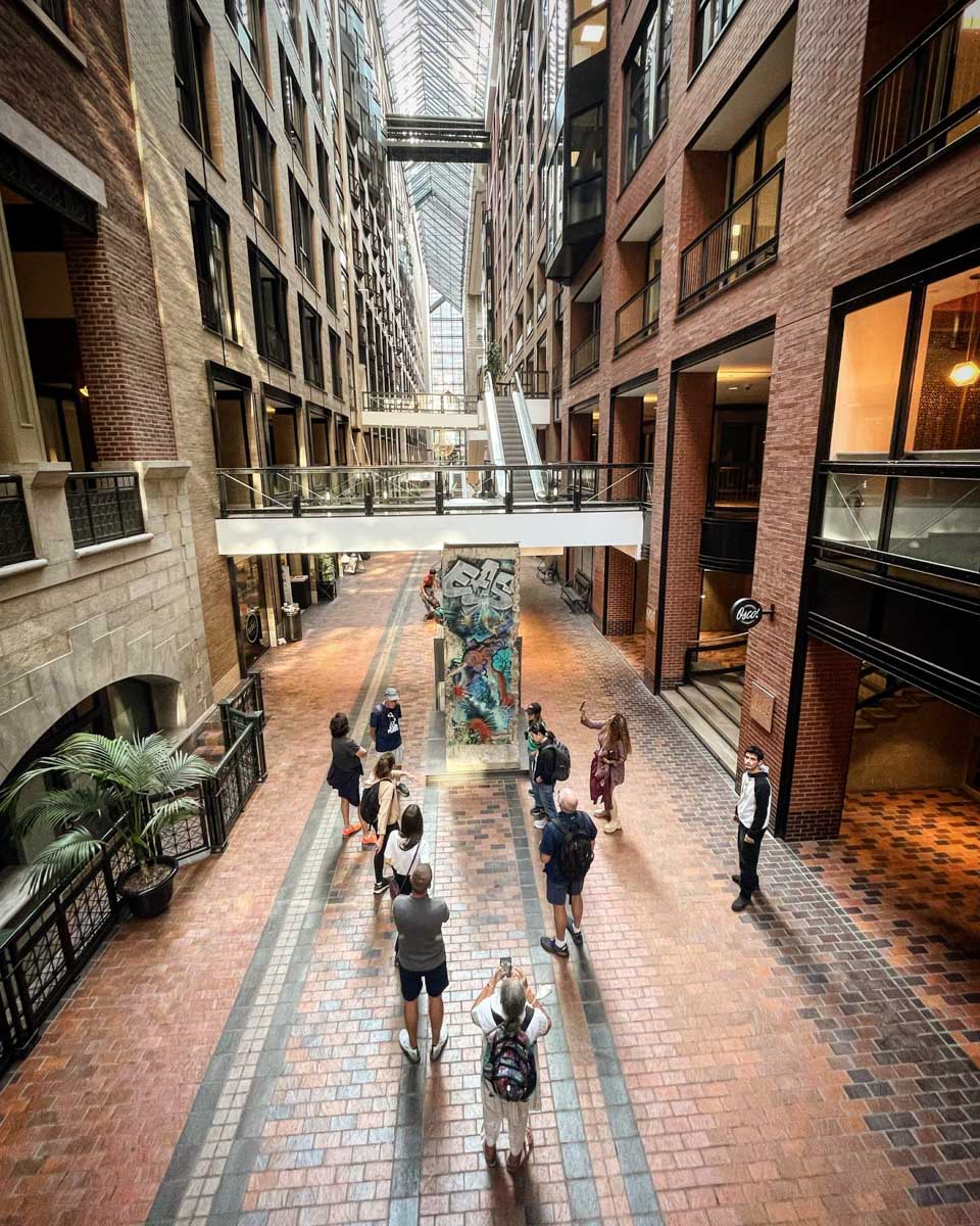 Spade & Palacio Tours the world trade center montreal seen on a walking tour of Montreal Quebec