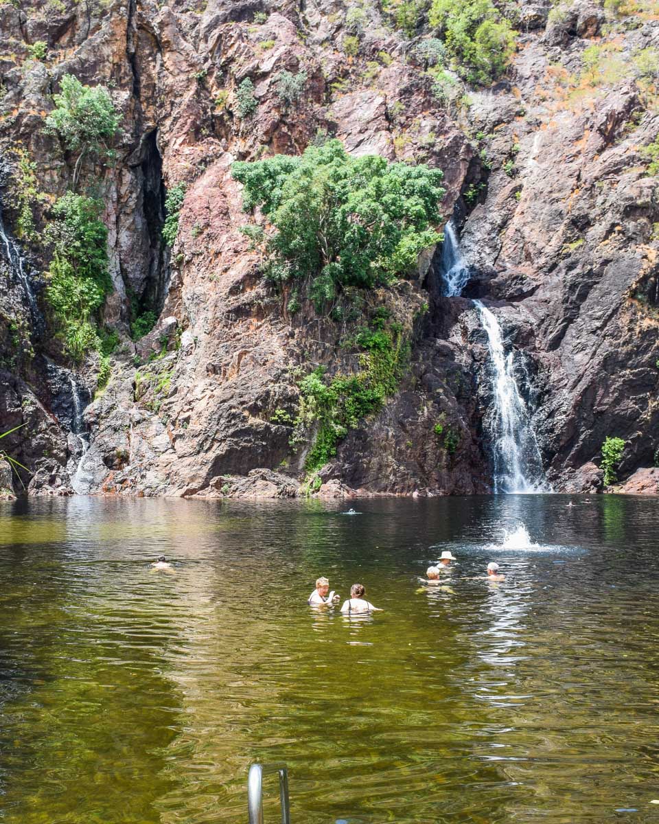 Swimming-at-Wangi-Falls-inside-Litchfield-national-Park on a tour from Darwin Australia