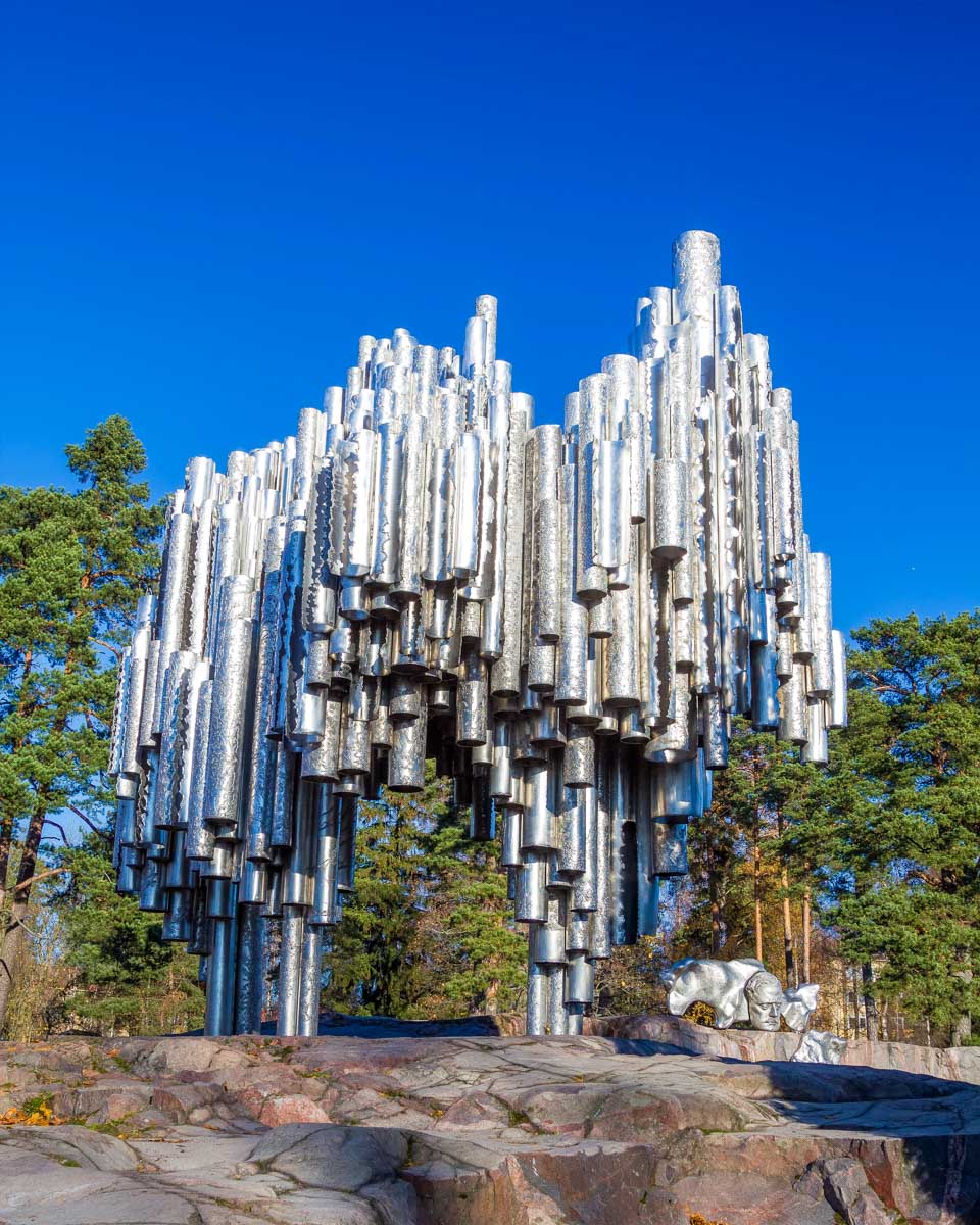 The Sibelius Monument seen on a tour of Helsinki Finland