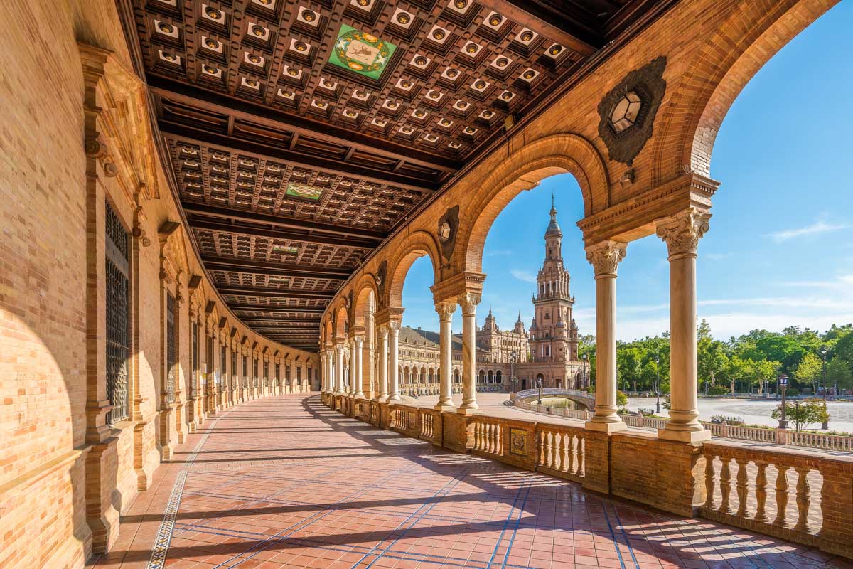 The beautiful Plaza de Espana in Seville Spain