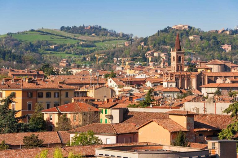 The beautiful town of Bologna Italy on a sunny day