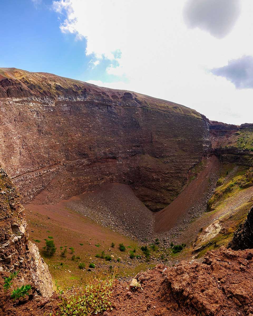 The crater of Mount Vesuvius seen on a trip from Naples Italy