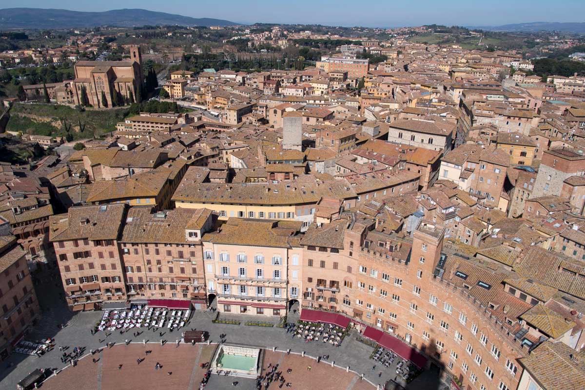 The view of Siena from the top of Torre del Mangia Italy