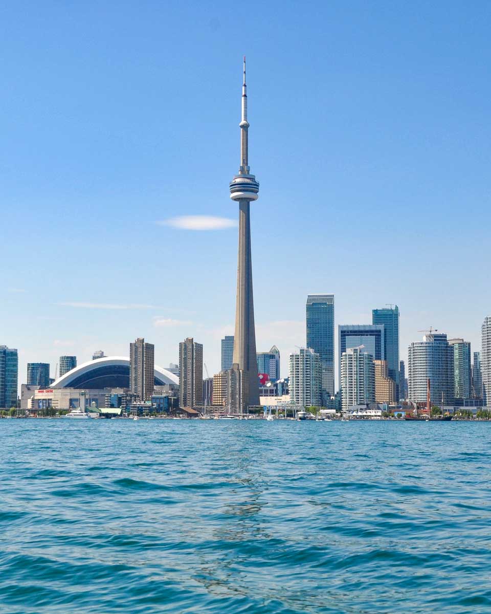 Toronto Canada skyline from the harbour on a cruise and tour of the city