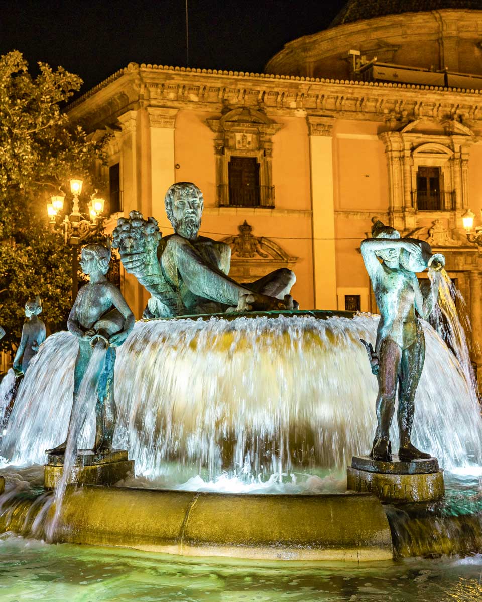 Turia Fountain on Square of the Virgin Saint Mary, Valencia