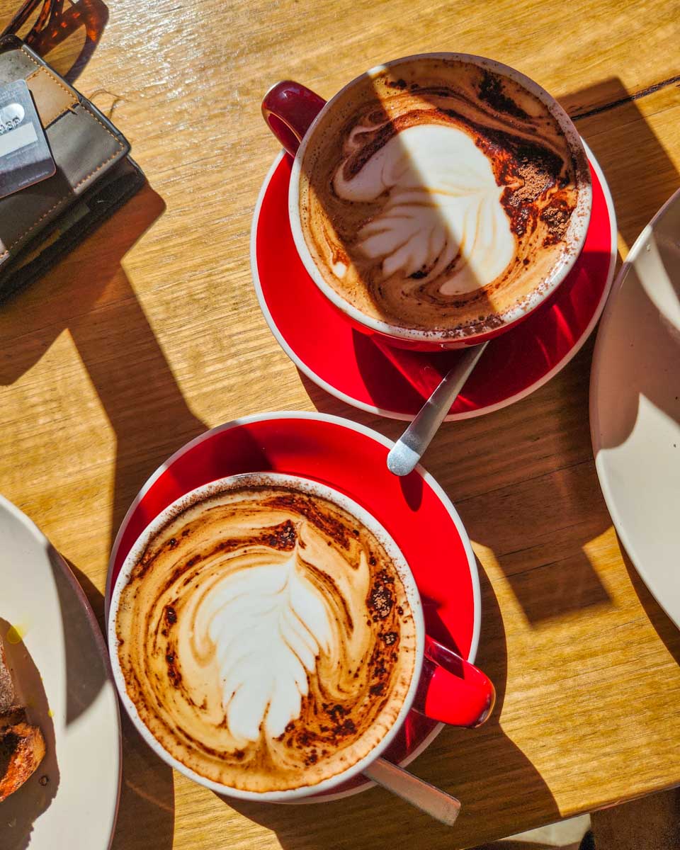 Two coffees on a table in Valencia Spain