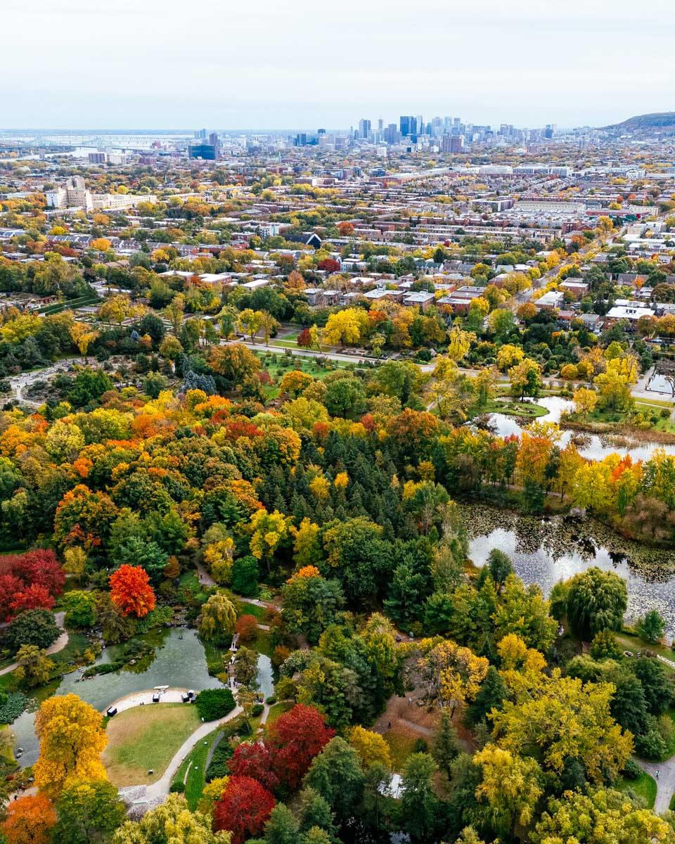 View of Montreal from a helicopter in Quebec
