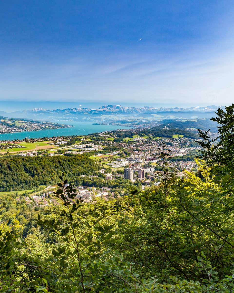 View of Zurich from Felsenegg on a tour of Zurich Switzerland