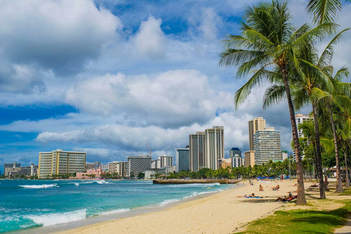 Waikiki Beach seen on Honolulu Hawaii