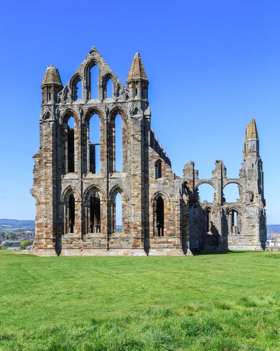 Whitby Abbey seen on a Yorkshire Steam Railway tour from York United Kingdom