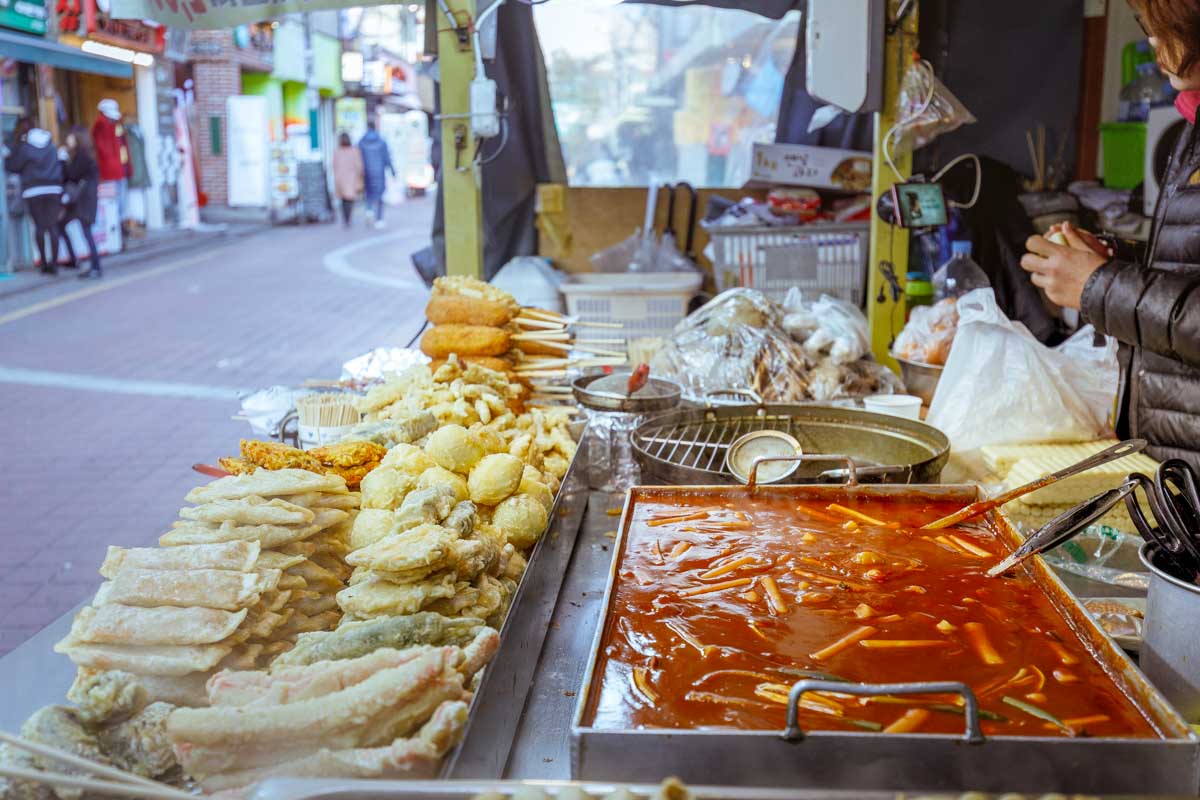 A street food vendor on Insa-Dong Culture Street Seoul South Korea