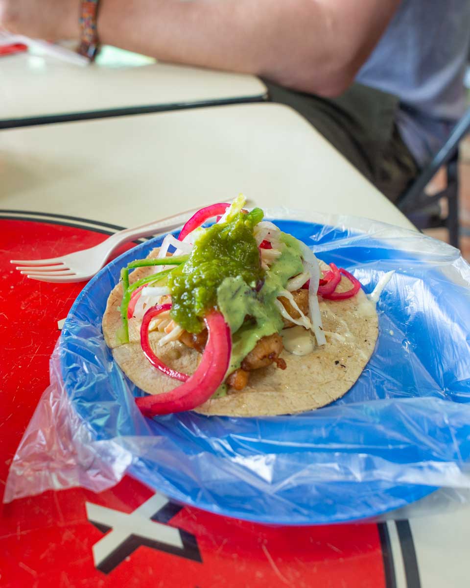 A taco eaten on a food tour of Charleston South Carolina