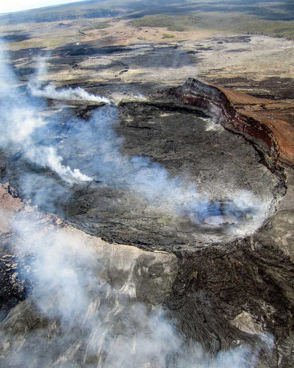 A volcano seen on a helicopter tour of Big Island Hawaii