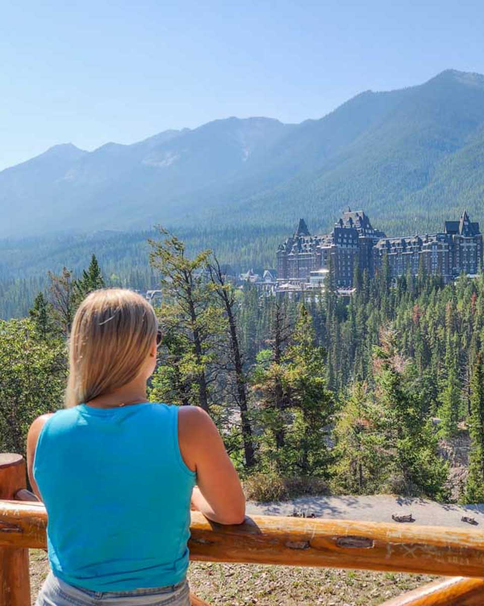 Bailey-at-Suprise-Corner-viewpoint-on a tour from Calgary Alberta