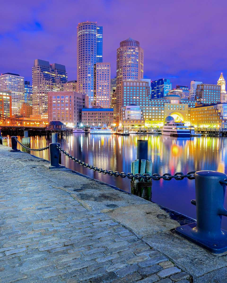 Boston Harborwalk in Seaport Boston Massachusetts