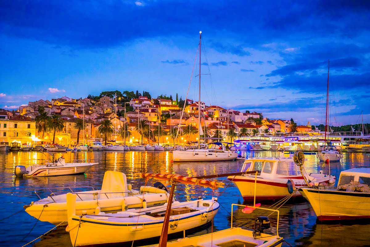 Hvar waterfront at night Croatia