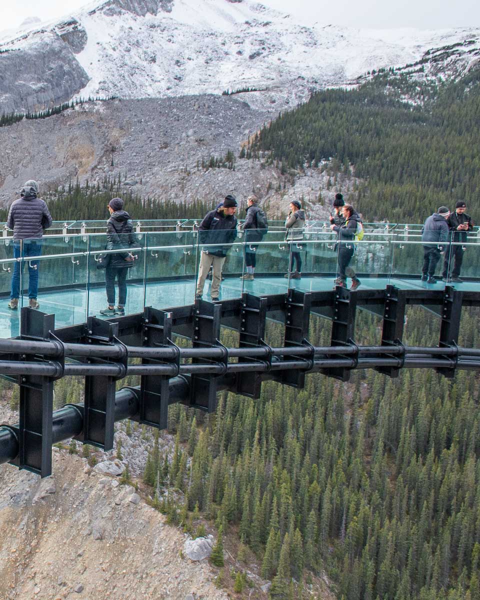 Jasper-Skywalk-along-the-Icefields-Parkway on a tour from Calgary Alberta